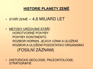 historie planety zem