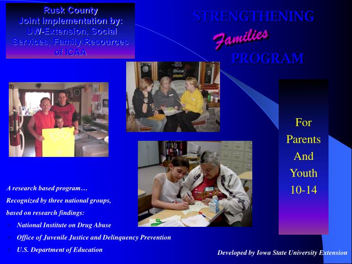 rusk county joint implementation by uw extension social services family resources of icaa