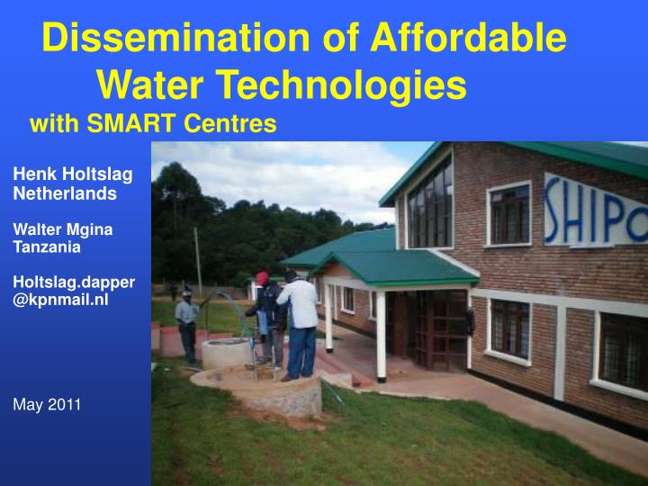 dissemination of affordable water technologies with smart centres