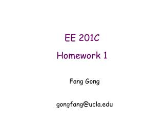 EE 201C Homework 1