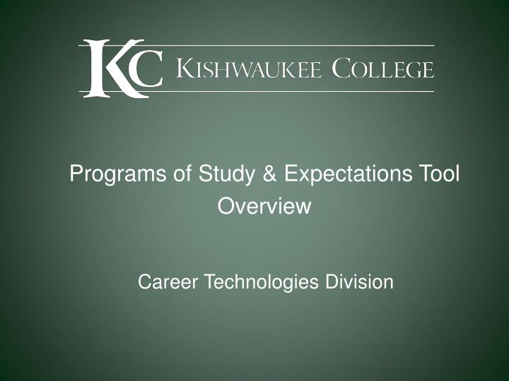 programs of study expectations tool overview