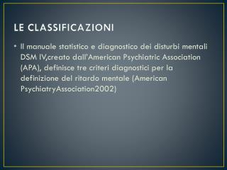le classificazioni