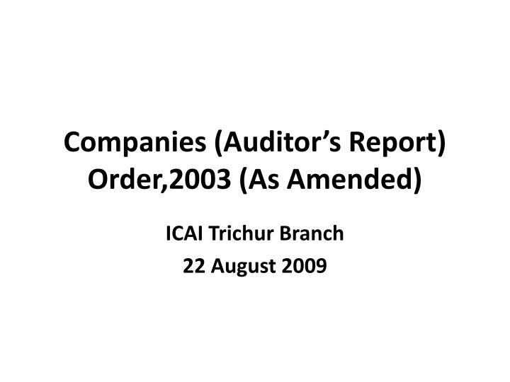 companies auditor s report order 2003 as amended