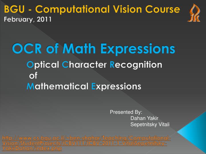 ocr of math expressions