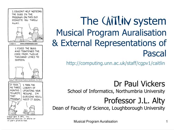 the caitlin system musical program auralisation external representations of pascal