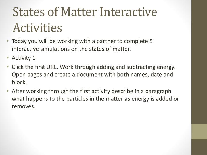 states of matter interactive activities