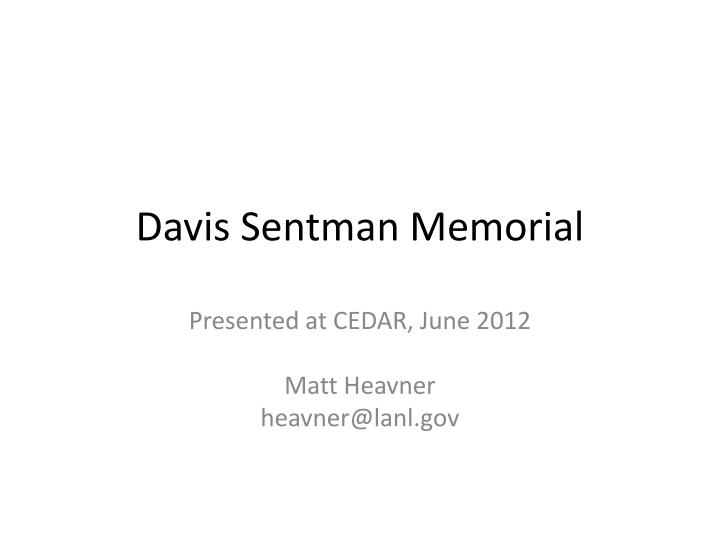 davis sentman memorial