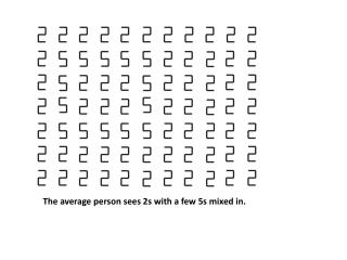 The average person sees 2s with a few 5s mixed in.