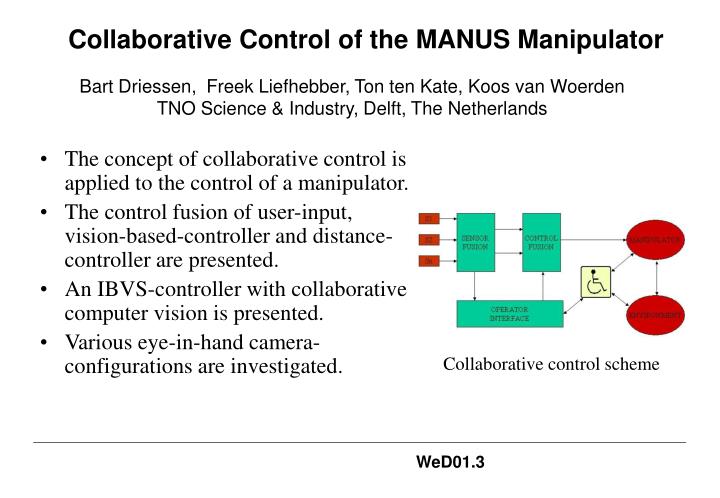 collaborative control of the manus manipulator