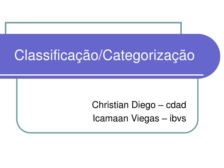 classifica o categoriza o