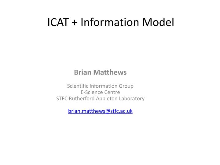 icat information model