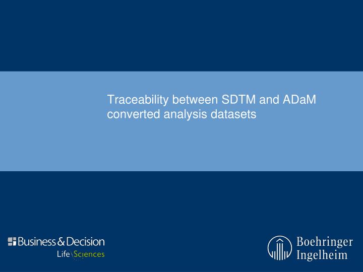 traceability between sdtm and adam converted analysis datasets