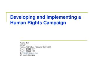 Developing and Implementing a Human Rights Campaign
