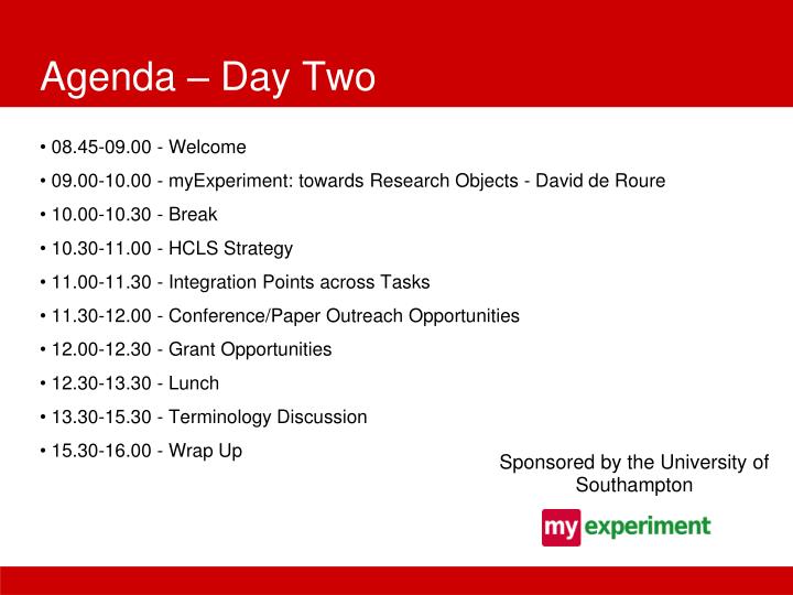 agenda day two