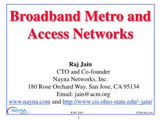 Broadband Metro and Access Networks