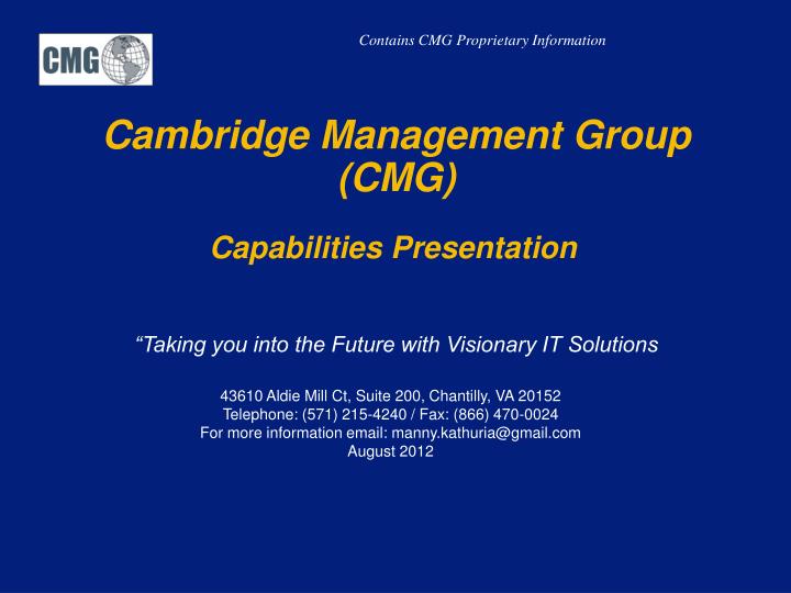 cambridge management group cmg