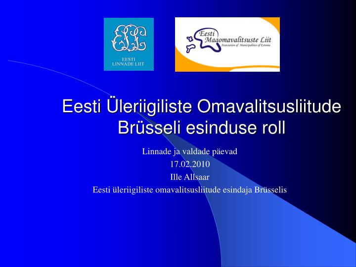 eesti leriigiliste omavalitsusliitude br sseli esinduse roll