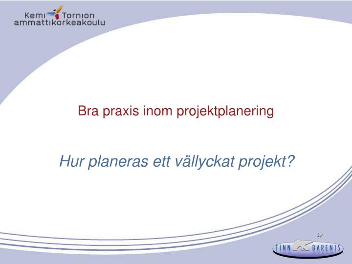 bra praxis inom projektplanering