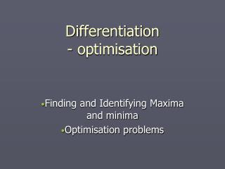 Differentiation - optimisation
