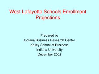 West Lafayette Schools Enrollment Projections