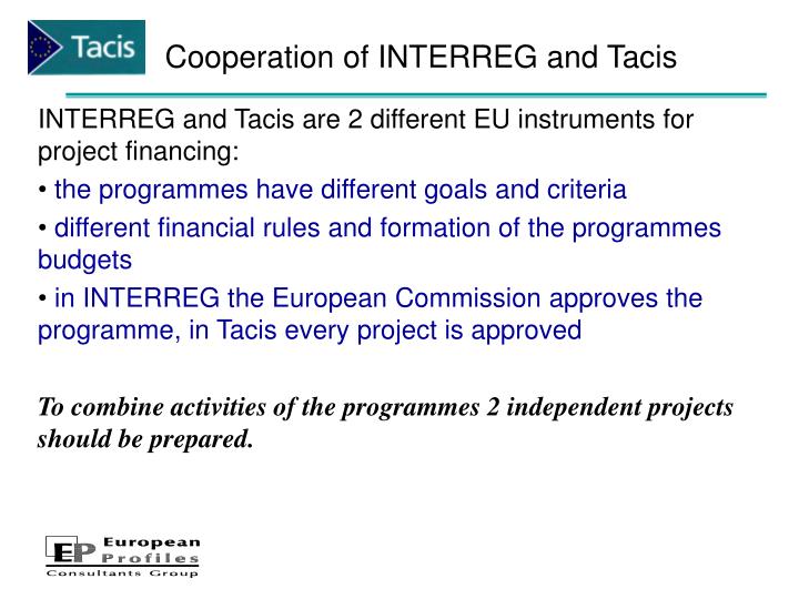 cooperation of interreg and tacis