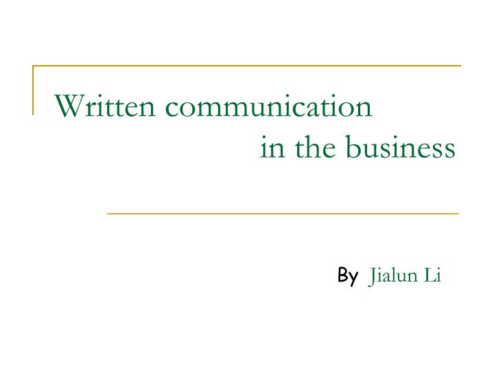 written communication in the business