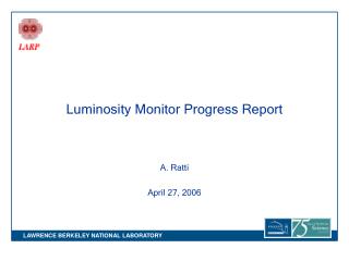 Luminosity Monitor Progress Report