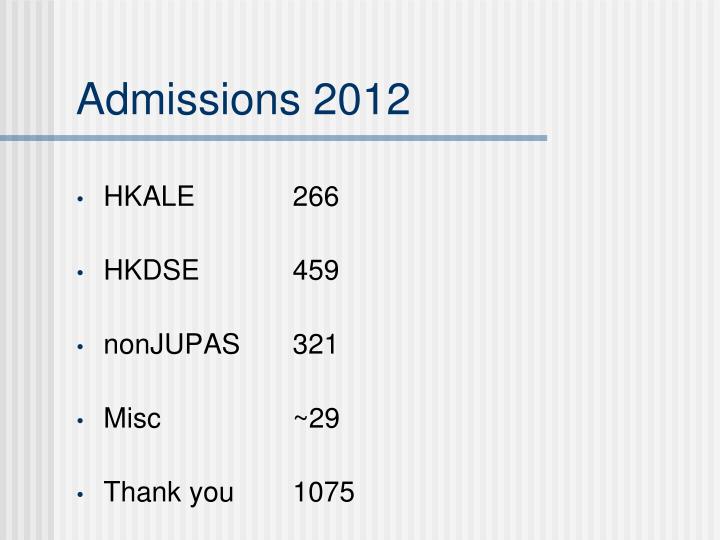 admissions 2012