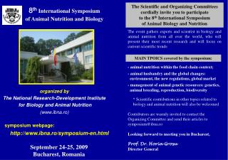 8 th International Symposium of Animal Nutrition and Biology