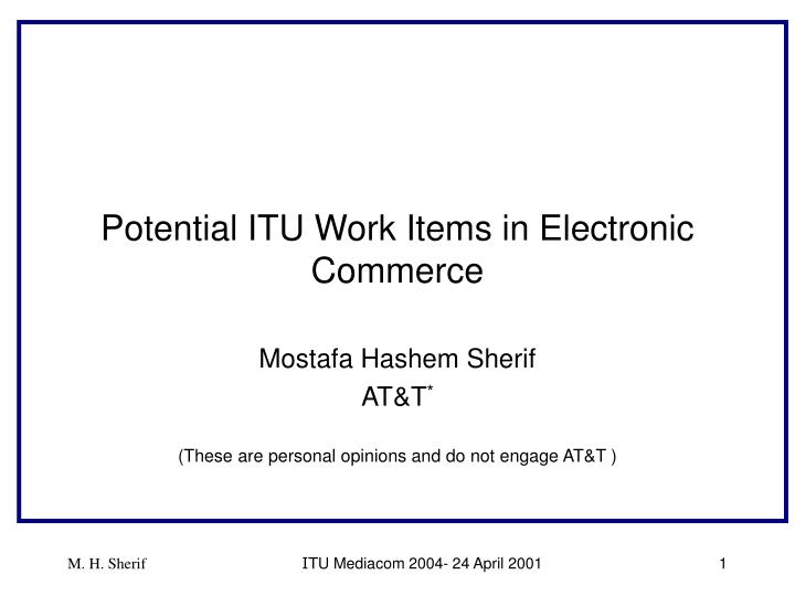 potential itu work items in electronic commerce
