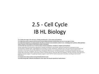 2.5 - Cell Cycle IB HL Biology