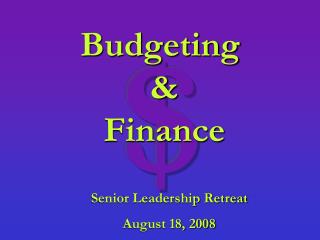 Budgeting &amp; Finance