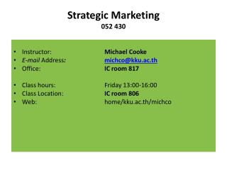 Strategic Marketing 052 430