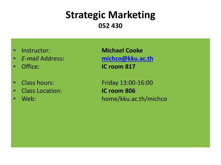 strategic marketing 052 430