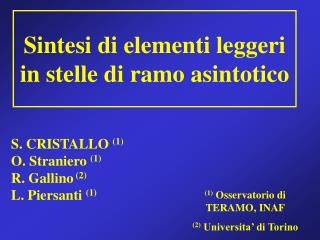 Sintesi di elementi leggeri in stelle di ramo asintotico