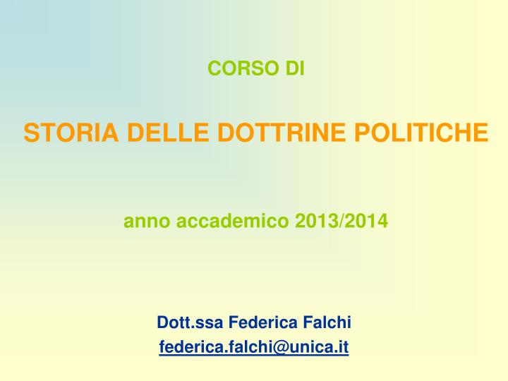 corso di storia delle dottrine politiche anno accademico 2013 2014