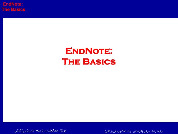 endnote the basics