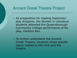 Ancient Greek Theatre Project