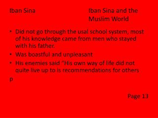 Iban Sina 							Iban Sina and the 											Muslim World