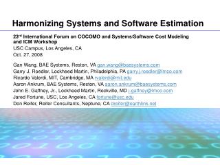 Harmonizing Systems and Software Estimation