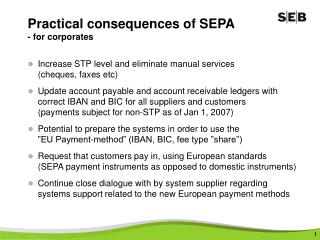 Practical consequences of SEPA - for corporates