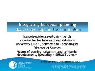 Integrating European planning ideas/knowledge in the curriculum