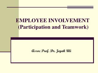 EMPLOYEE INVOLVEMENT (Participation and Teamwork)