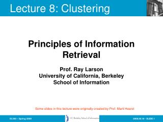 Lecture 8: Clustering