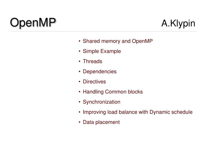 openmp a klypin
