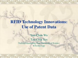 RFID Technology Innovations: Use of Patent Data