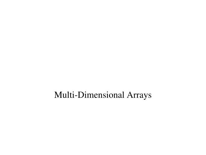 multi dimensional arrays