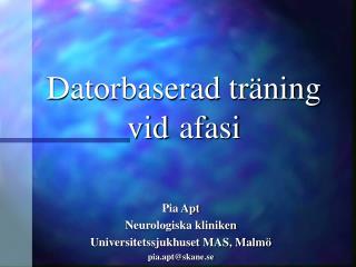 datorbaserad tr ning vid afasi