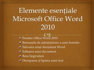 elemente esen iale microsoft office word 2010