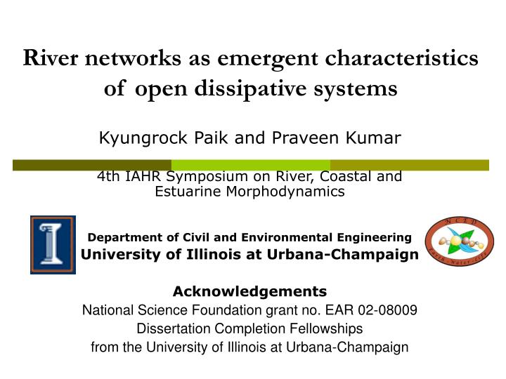 river networks as emergent characteristics of open dissipative systems